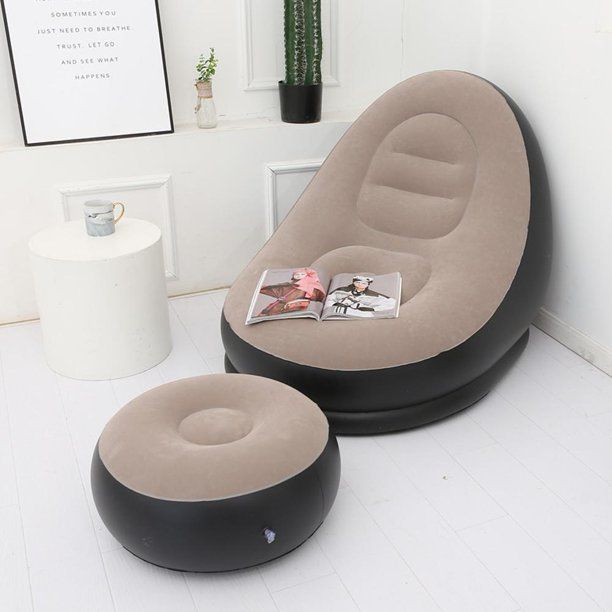 Inflatable Lazy Sofa Chair with Footrest 🛋️ | Ultra-Comfort Air Lounge Seat for Living Room, Bedroom & Outdoor Relaxation
