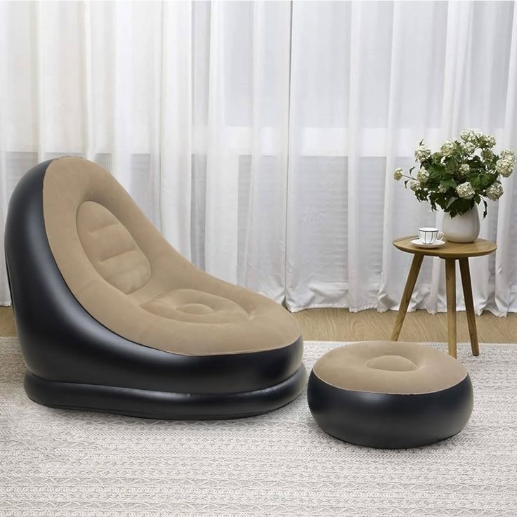 Inflatable Lazy Sofa Chair with Footrest 🛋️ | Ultra-Comfort Air Lounge Seat for Living Room, Bedroom & Outdoor Relaxation